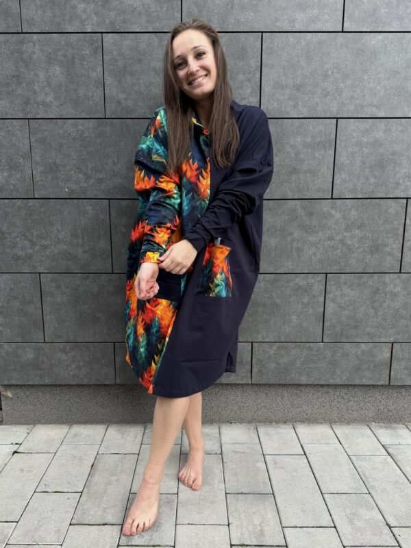 Poncho LONG Geometryczne Drzewa