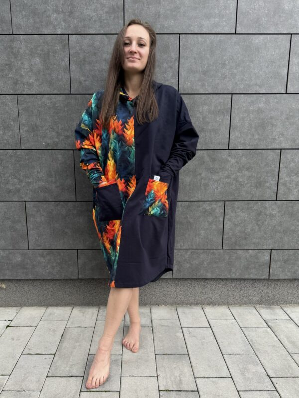 Poncho LONG Geometryczne Drzewa - obrazek 3