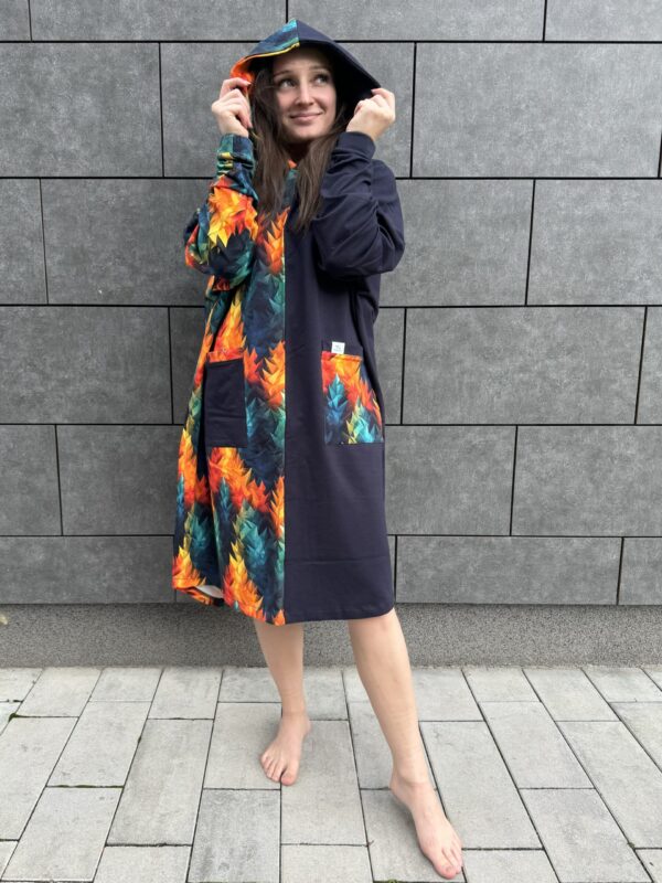 Poncho LONG Geometryczne Drzewa - obrazek 2