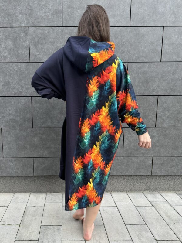 Poncho LONG Geometryczne Drzewa - obrazek 5
