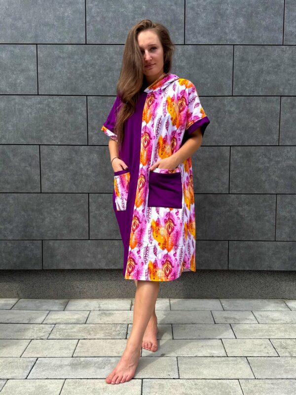 Poncho CLASSIC Pióra Fiolet - obrazek 3