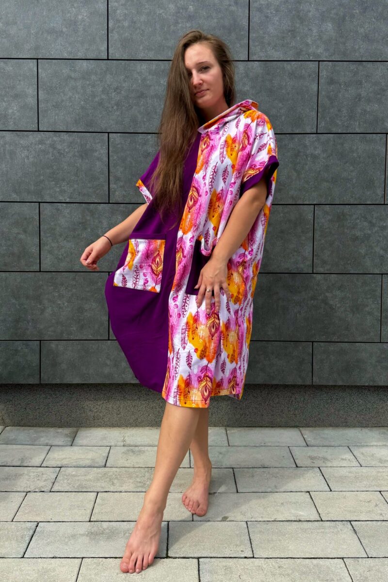 Poncho CLASSIC Pióra Fiolet