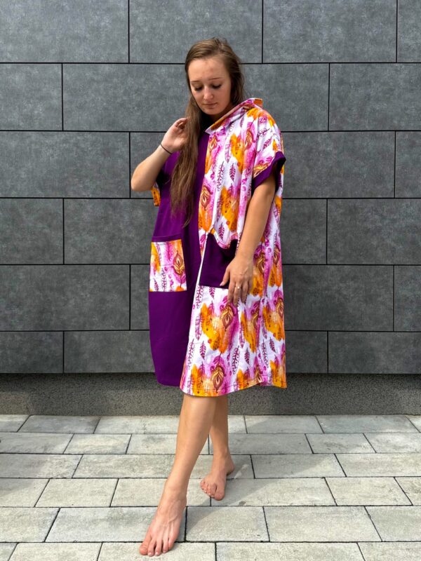 Poncho CLASSIC Pióra Fiolet - obrazek 2
