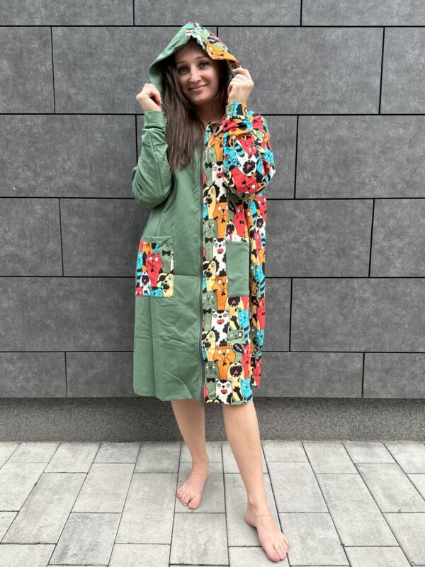 Poncho ZIP Koty Khaki - obrazek 5