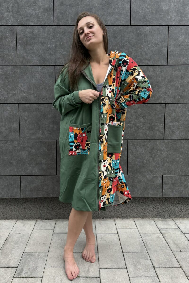 Poncho ZIP Koty Khaki