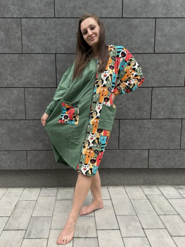 Poncho ZIP Koty Khaki - obrazek 3