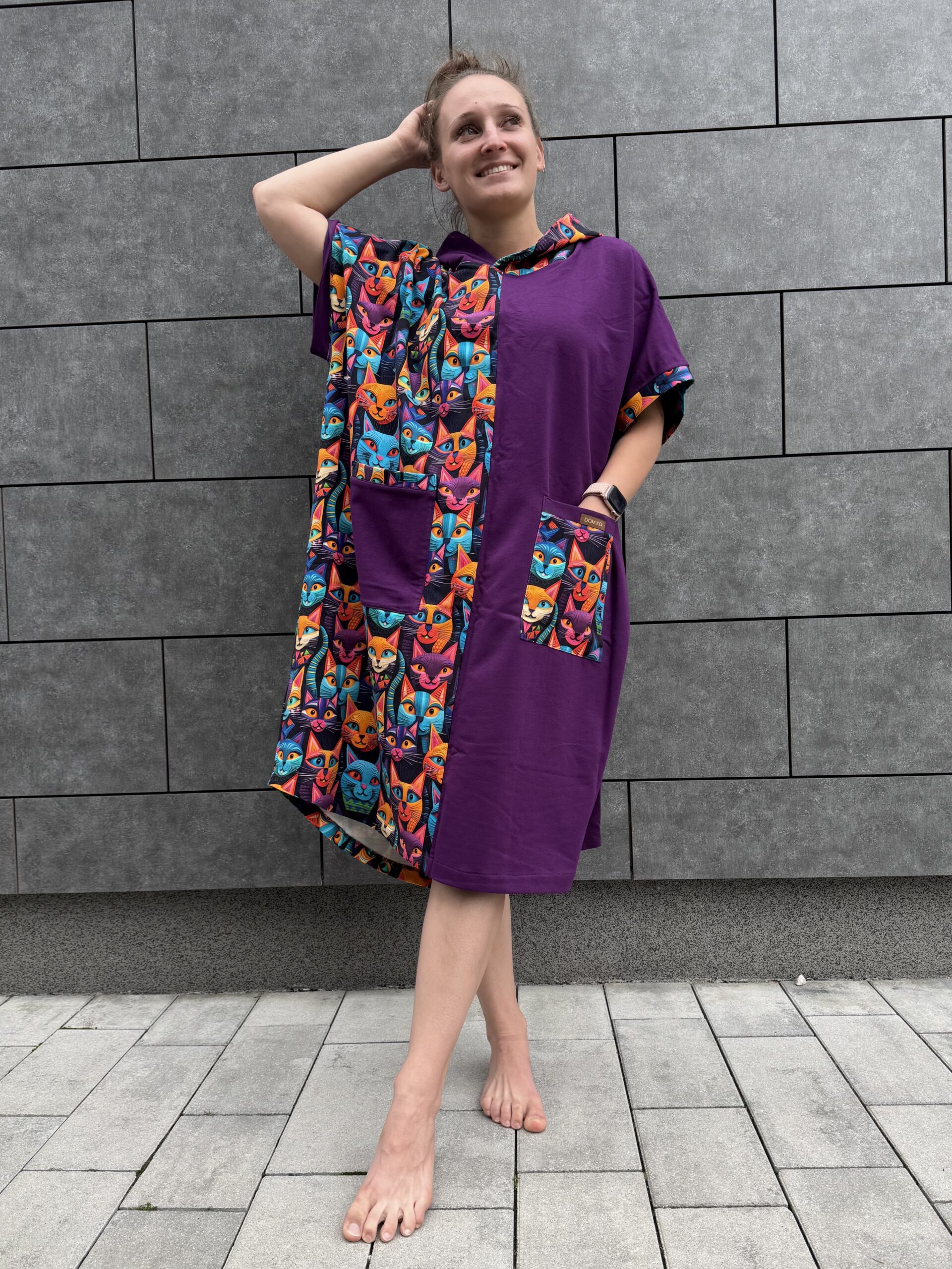 Poncho CLASSIC Fioletowe KOTY - obrazek 3