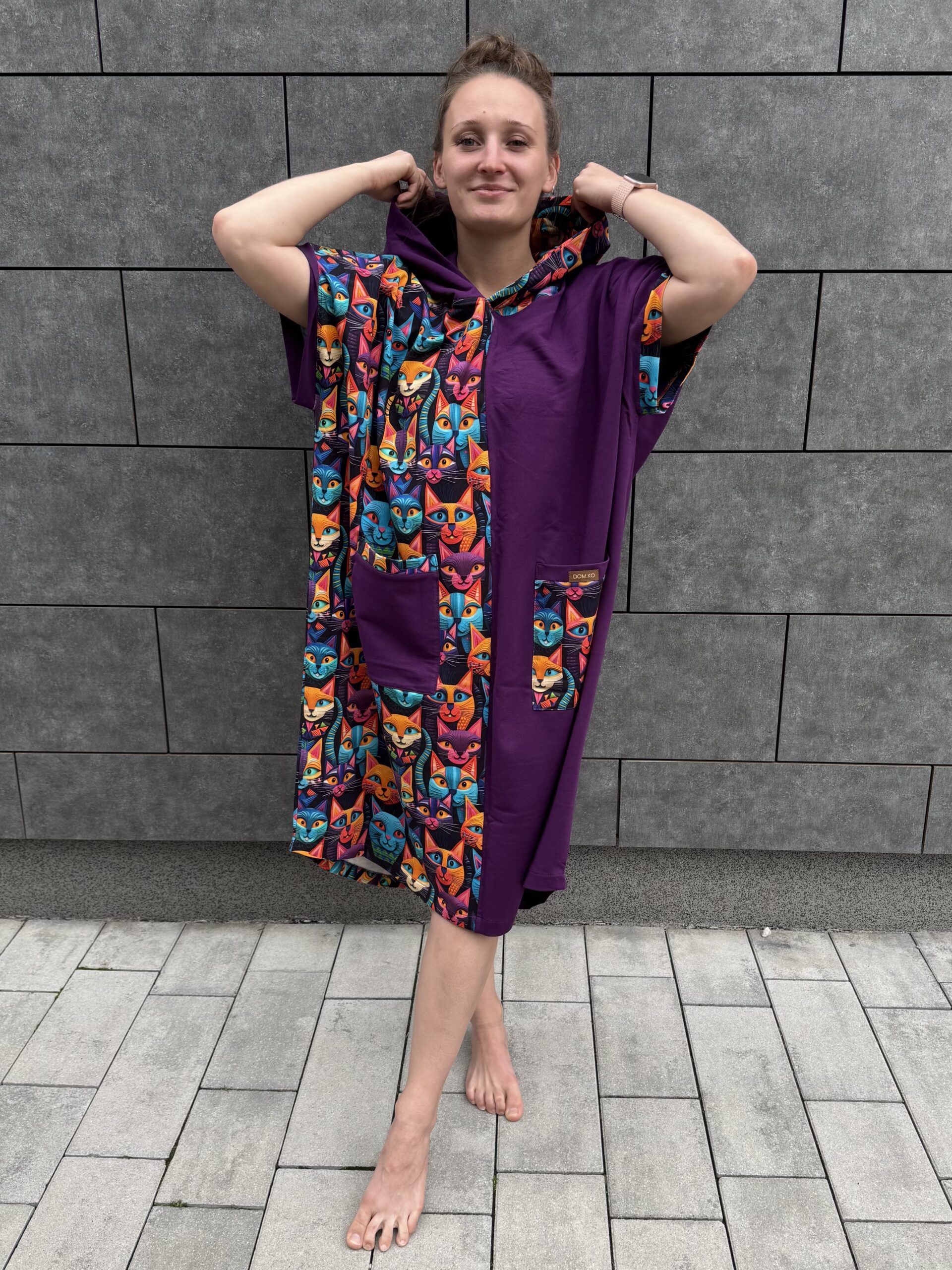 Poncho CLASSIC Fioletowe KOTY - obrazek 4