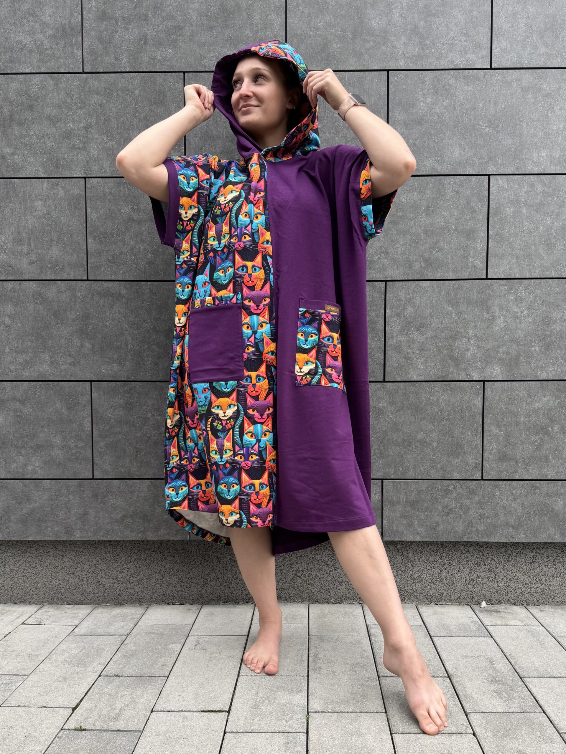 Poncho CLASSIC Fioletowe KOTY - obrazek 5