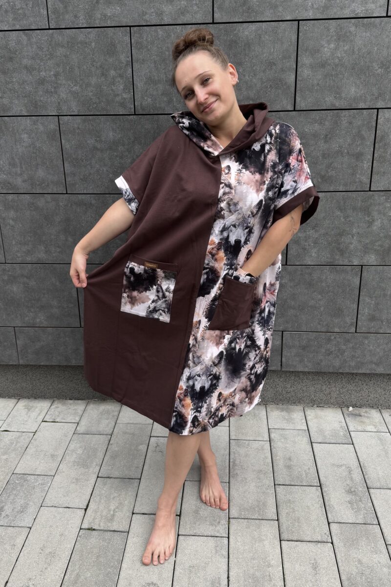 Poncho CLASSIC Brązowe WILKI