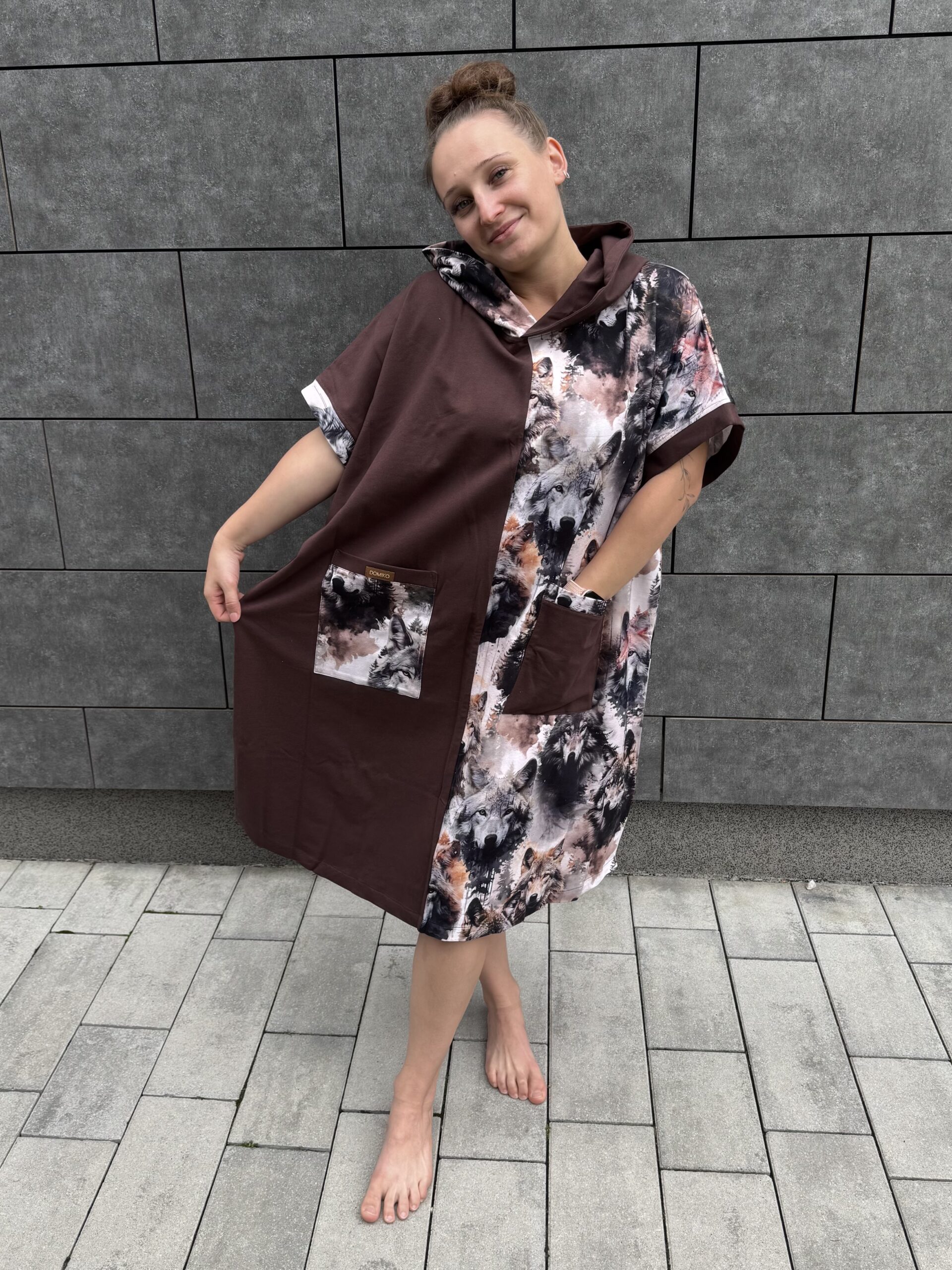 Poncho CLASSIC Brązowe WILKI