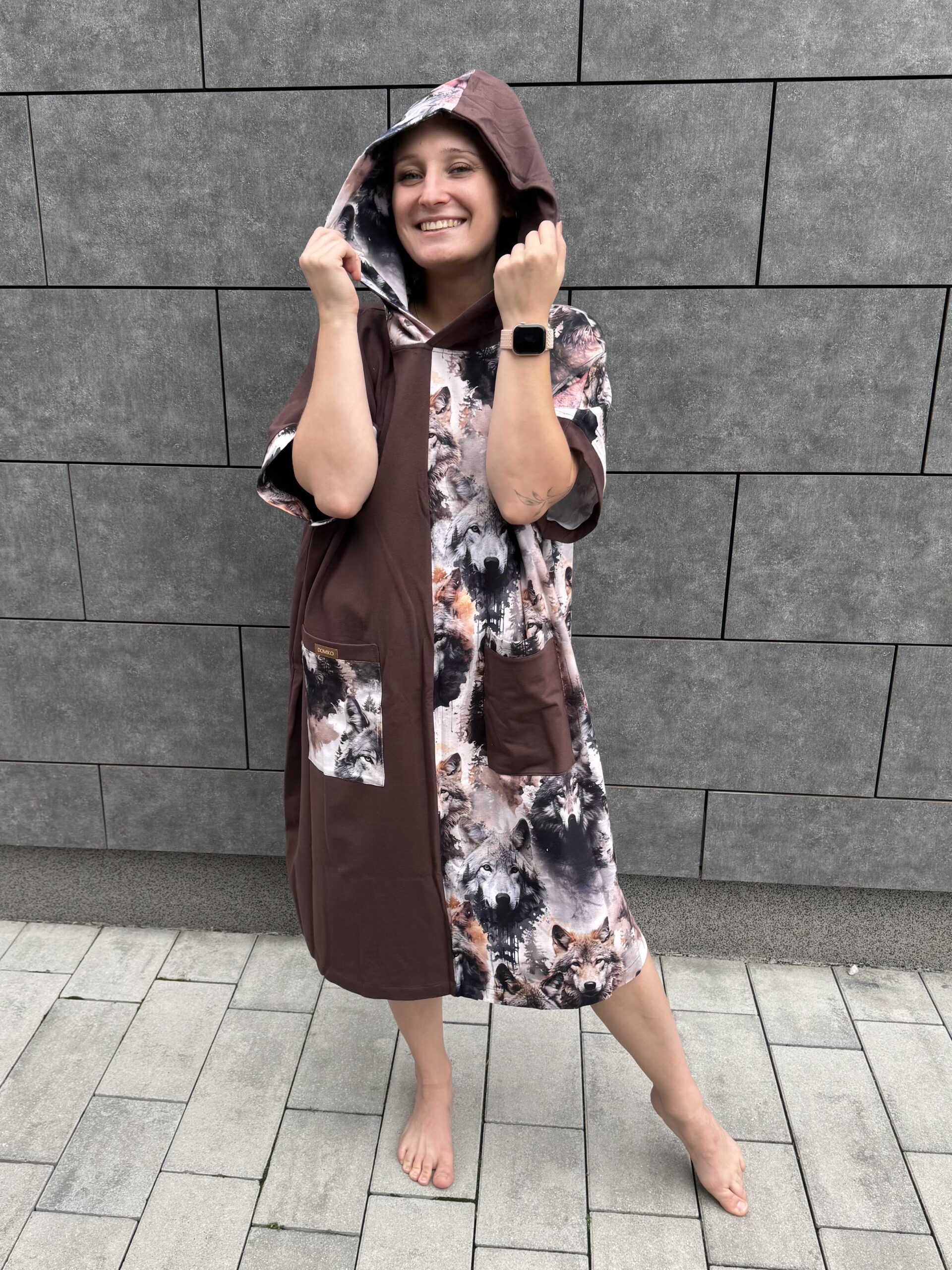 Poncho CLASSIC Brązowe WILKI - obrazek 6