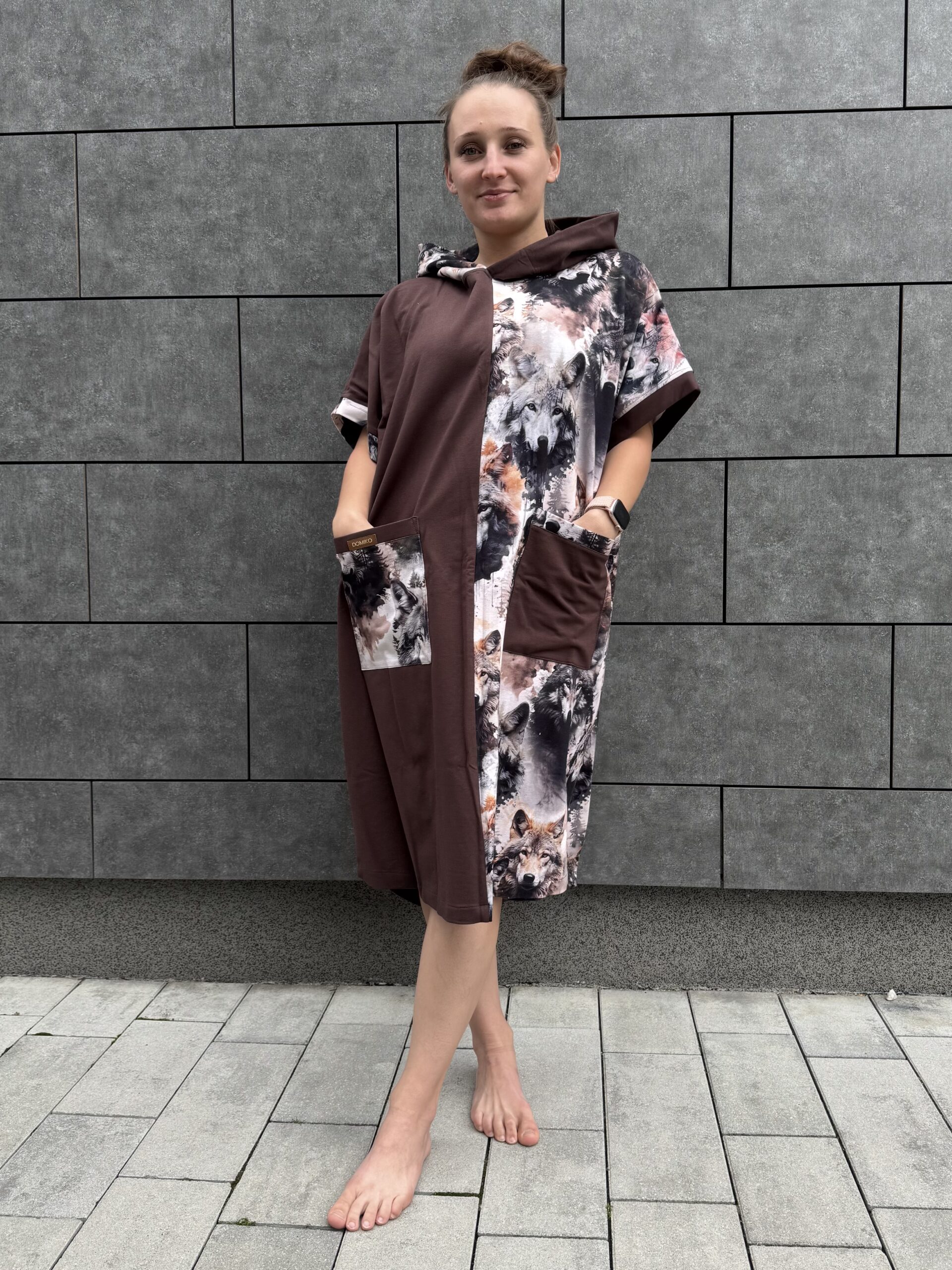 Poncho CLASSIC Brązowe WILKI - obrazek 5