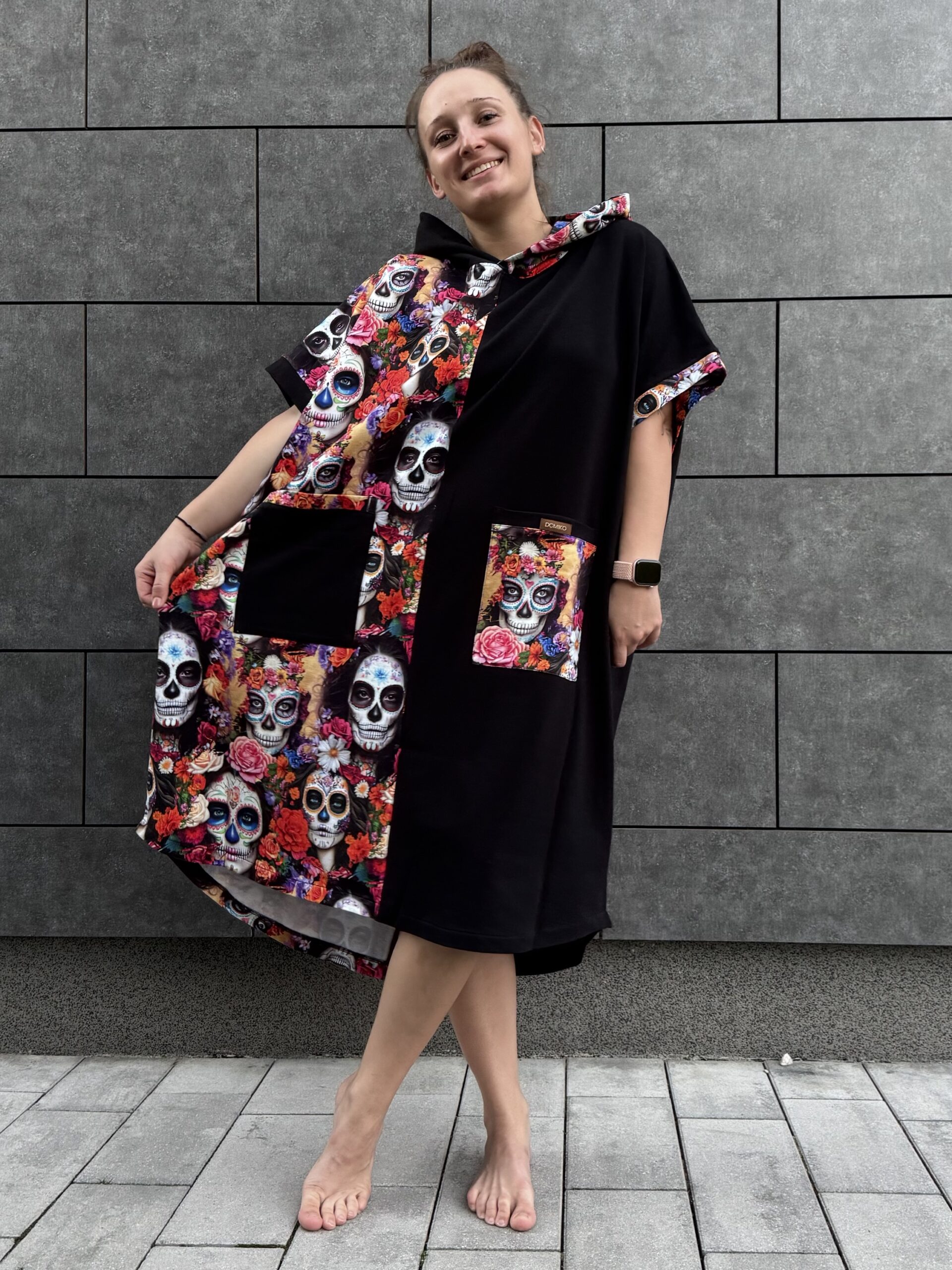 Poncho CLASSIC FLORAL SKULLS